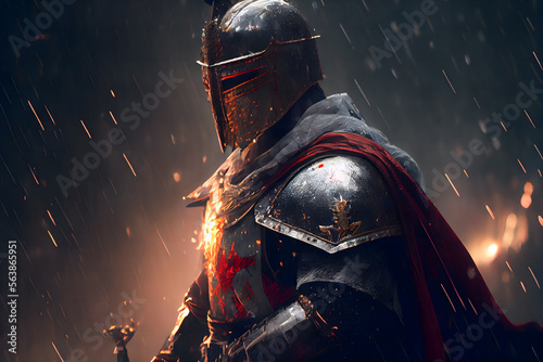 Fantasy medieval battle, knights crossing the desert, there is ice and fire, there is the holy city of Jerusalem in the distance