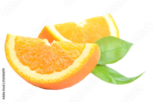 Orange fruit f with leaf isolated 
