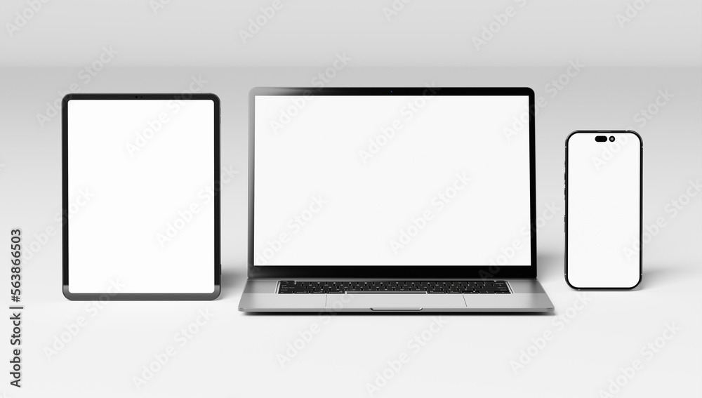 Responsive Web Design and website Mockup, Devices Mock up, Smartphone desktop tablet laptop template Mockup - obrazy, fototapety, plakaty 