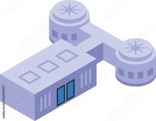 Planet base icon isometric vector. Space colonization. Future colony