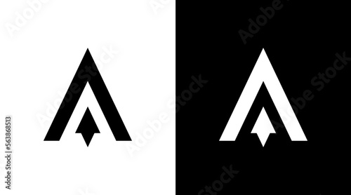 business logo arrow up monogram letter A initial black and white icon illustration style Design template