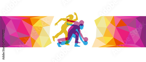 Bowling sport graphic for use as a template for flyer or for use in web design.