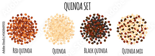 Quinoa set with Red, White, Black and mix quinoa.