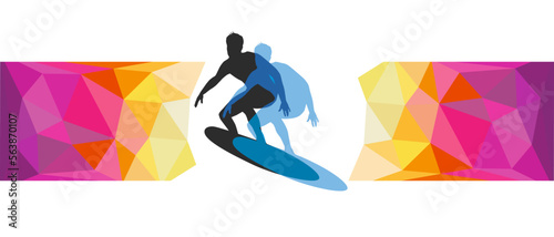 Surfing sport graphic for use as a template for flyer or for use in web design.
