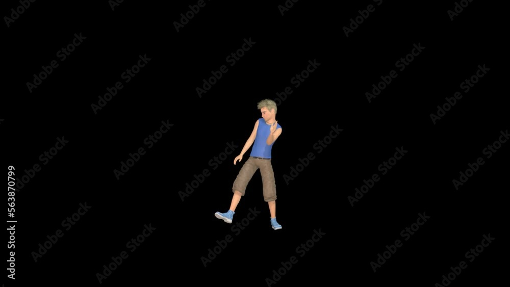Teenage Boy Dancing 3D Animation Transparent Alpha Video Teenage Boy Dancing 3D Animation Transparent Alpha Video
