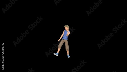 Teenage Boy Dancing 3D Animation Transparent Alpha Video photo