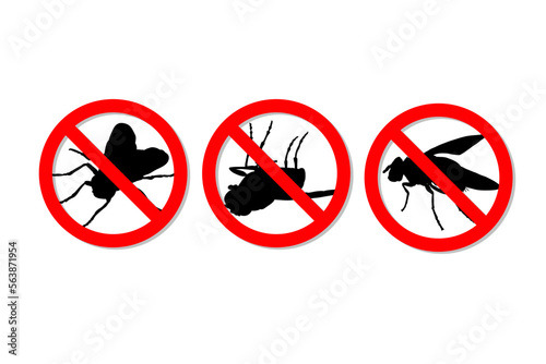 Warning sign no insect fly vector design