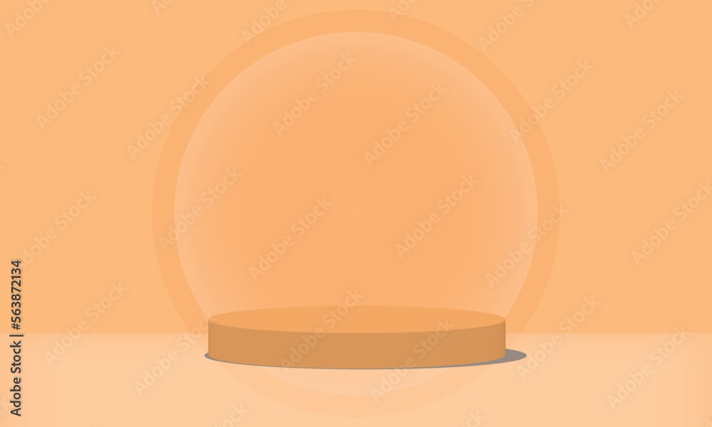 Light Orange Cylinder 3D podium on pink background. Light Orange k 3D stage podium mockup for product placement. Vector Illustration. Light Orange Cylinder 3D podium on pink background. Light Orange k 3D stage podium mockup for product placement. Vector Illustration.