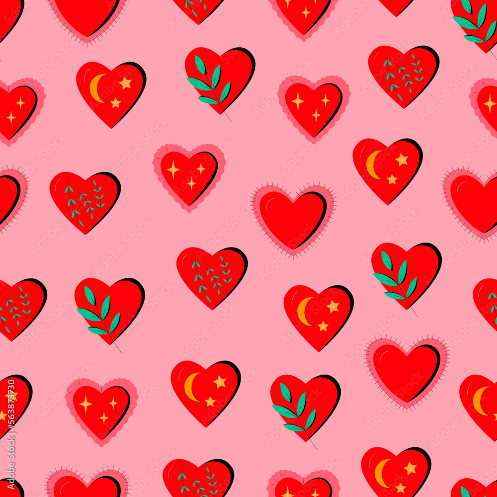 Valentine's Day love heart seamless pattern retro style for wrapping paper background banner