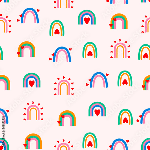 Colored rainbow seamless pattern in boho style for baby textile children kids decoration wallpaper nursery baby print
