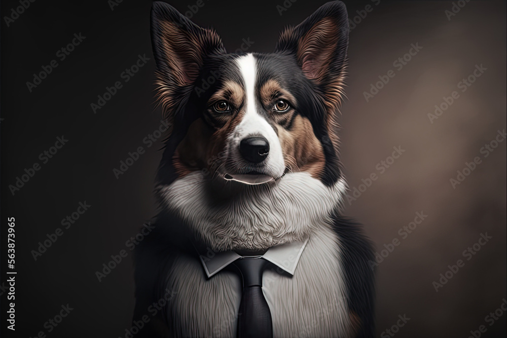 Portrait of a dog in a business suit - Generative AI