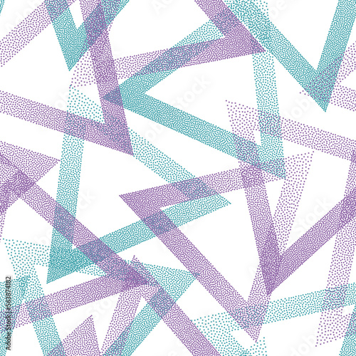 Geometric dotwork triangles vector seamless pattern design.