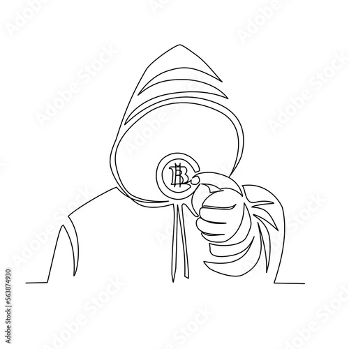 Vector illustration of anonimus criminal drawn in line art style