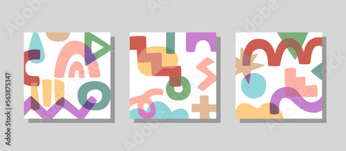 Vector set of abstract square posters with aesthetic shapes. Modern design for interior decoration. © Anna