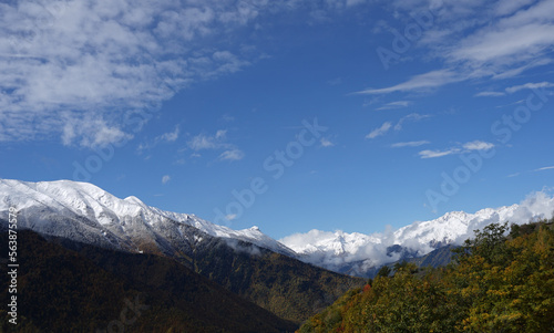 Beautiful autumn mountain landscape of the Caucasus mountain range © augustcindy