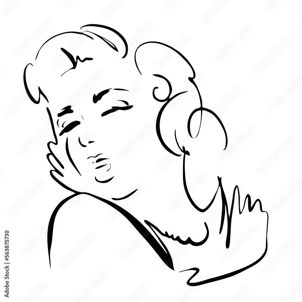 Abstract portrait of fashion woman, line art, quick sketch, girl's beauty minimalist, vector illustration Abstract portrait of fashion woman, line art, quick sketch, girl's beauty minimalist, vector illustration