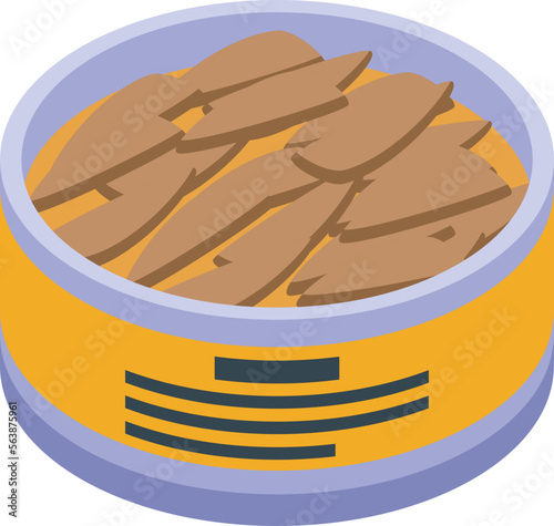 Seafood tin can icon isometric vector. Fish herring. Dry food photo