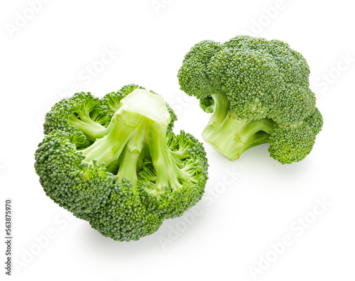 Fresh green vegetarian food broccoli vegetable diet organic product isolated on white background