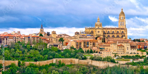 Cityscape View, Segovia UNESCO World Heritage Site, Castile and Leon, Spain, Europe