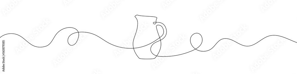 Continuous line drawing of water jug. Line art of jug. One line drawing  background. Vector illustration. Stock Vector