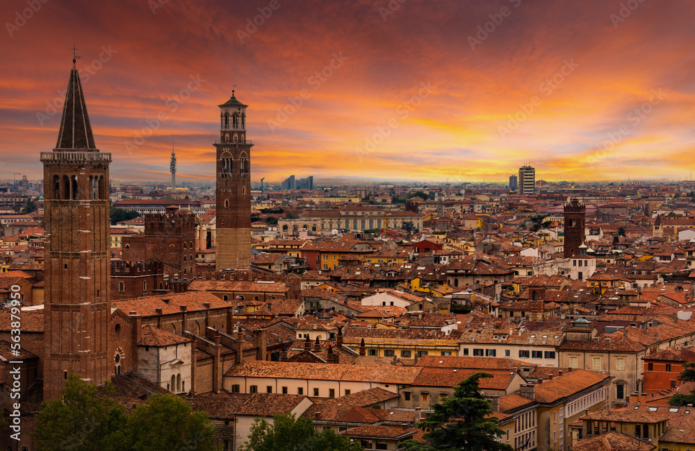 View of Verona on a sunset time