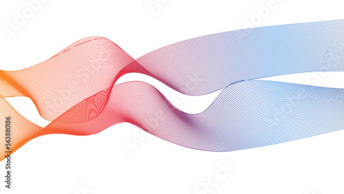Isolated abstract wave in bright colors on white background for design