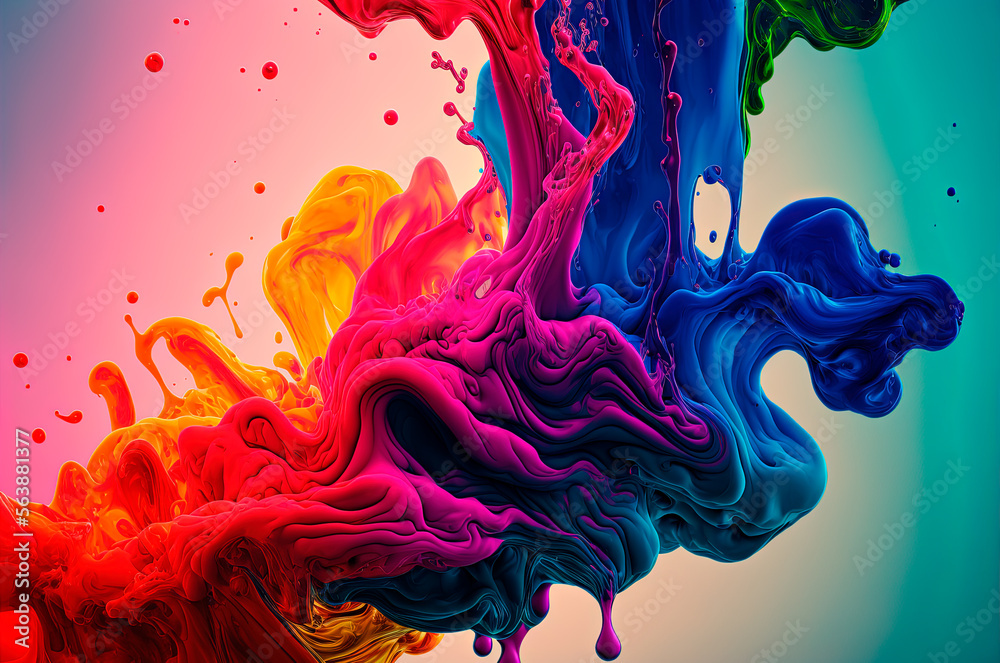 colorful background of colored ink mixing in the water in an organic and artistic way, generative ai