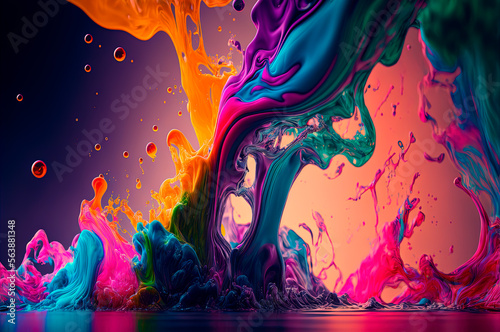 colorful background of colored ink mixing in the water in an organic and artistic way  generative ai