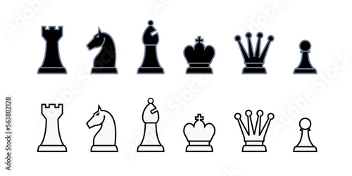 Chess pieces isolated simple vector set