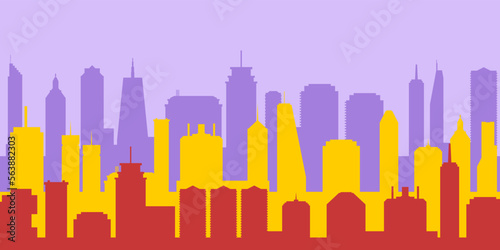 Generic city skyline. Colorful background urban landscape. Vector city background.