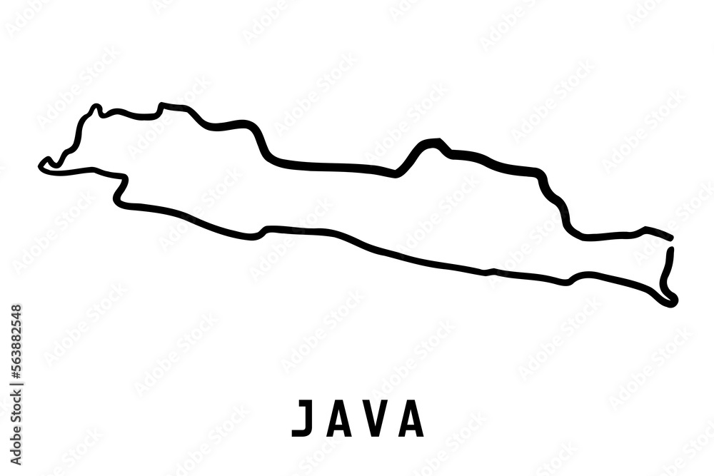 Java island simple outline vector map Java island simple outline vector map