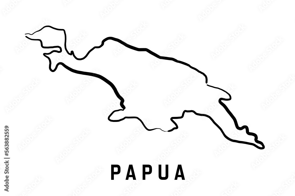 Papua island simple outline map