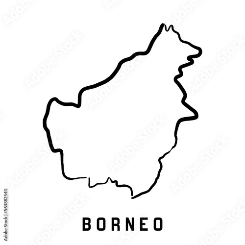 Borneo island simple outline vector map