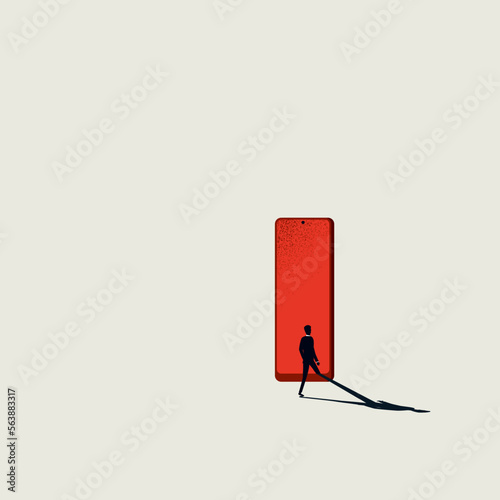 Technology addiction, immersion, vector concept. Symbol of social media, connection. Minimal design illustration.