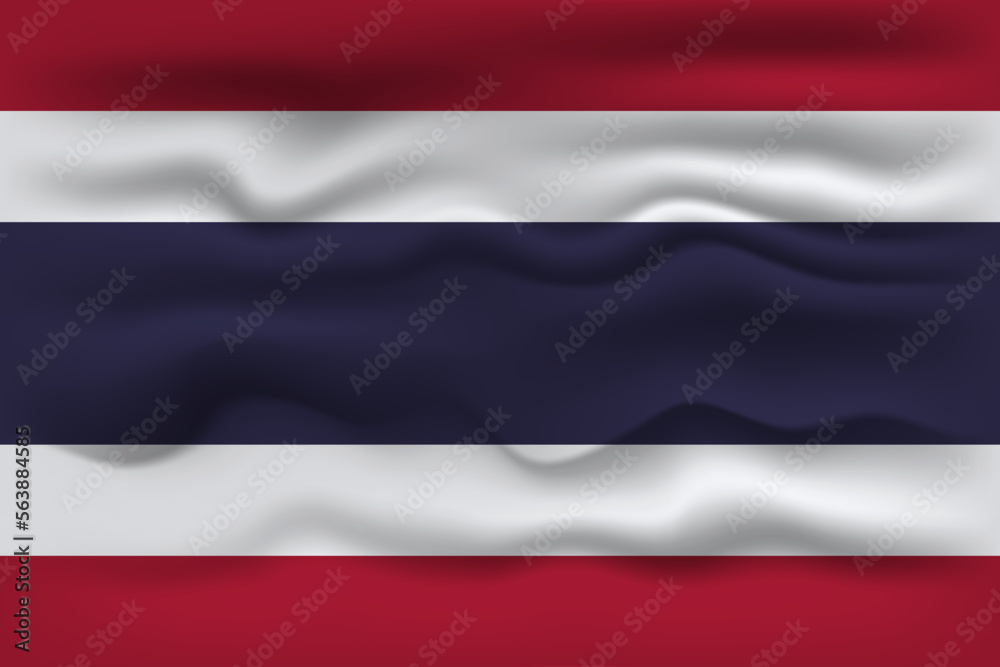 Obraz premium Waving flag of the country Thailand. Vector illustration.