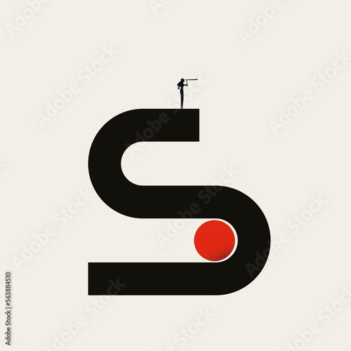 Business career path vector concept. Symbol of ambition, aspiration, vision. Minimal design illustration