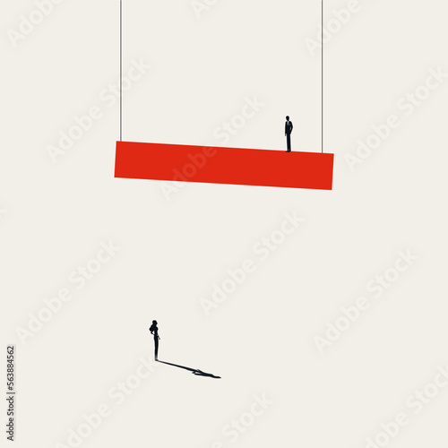 Business gender inequality vector concept. Symbol of unequal opportunities, discrimination. Minimal illustration