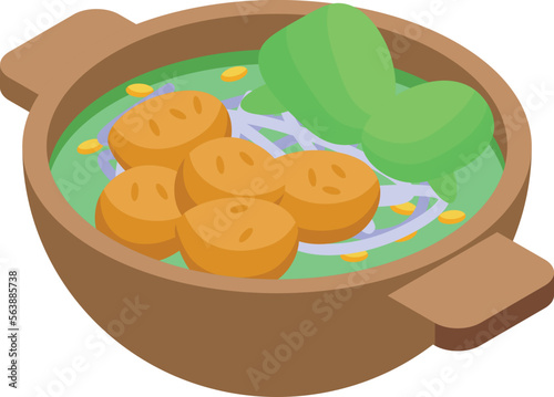 Japanese soup icon isometric vector. Japan food. Rice menu