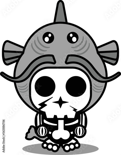 vector illustration of mascot costume cartoon character animal man catfish cute skull