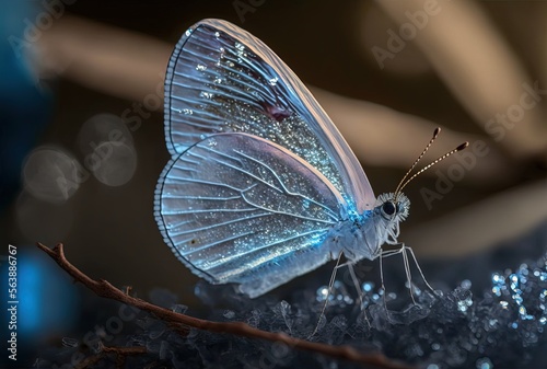 close up blue butterfly on ground Generative Ai © QuietWord