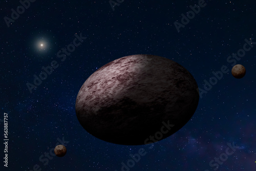 The planetary system composed of the dwarf planet Haumea and its two satellites, located within the Kuiper belt