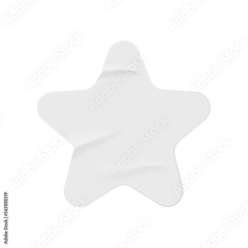 Star shaped colorless paper sticker with copy space for text. Isolated icon of empty blank crumpled piece of sheet with corners. Vector in realistic style