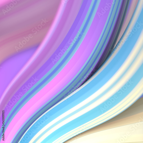 Curved wavy background with trendy neon colored gradient. 3d rendering pattern in abstract style. Digital illustration
