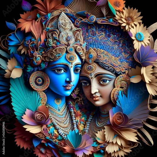 Mystical colorful radha krishna photo