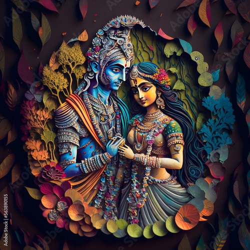 Mystical colorful radha krishna photo