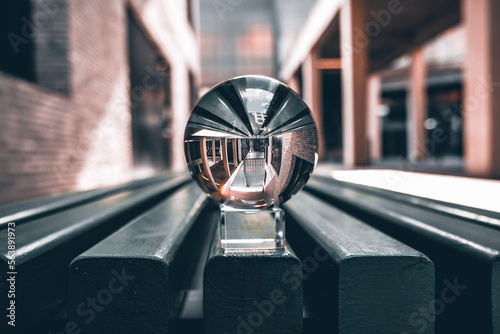 Bild auf Leinwand Urban reflection in a glass ball