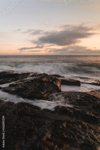 Coastal sunrise on a cold winter morning