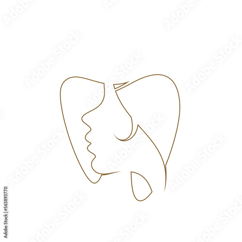 Dental face woman line art logo