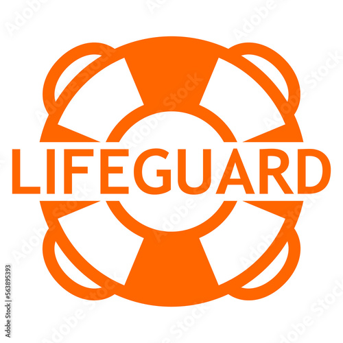Logotipo salvamento. Icono plano aislado silueta de anillo salvavidas con texto Lifeguard photo