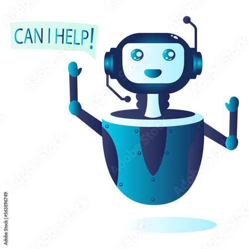 Providing help vector icon design, chatterbot symbol, on-line chat conversation via text or text-to-speech sign, virtual assistants stock illustration, Can I Help - Flushing Message Chatbot concept